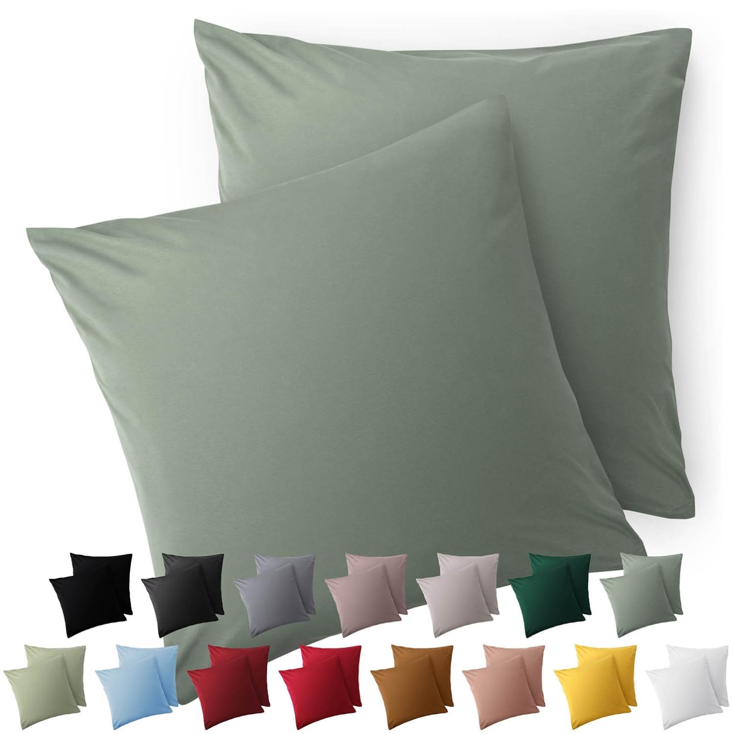 Blumtal Fundas de Almohada 50x50 cm (Juego de 2) - Fundas de cojín de Microfibra para sofá con Cremallera, Extra Suaves y Lavables, Certificado Oeko-Tex - Verde