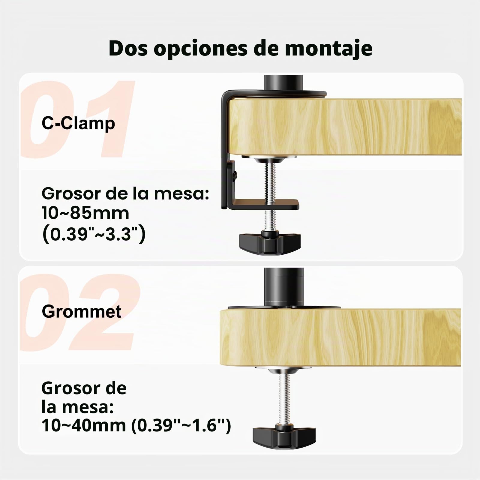 PUTORSEN Soporte para monitor de 24~38 pulgadas para 2 monitores, soporte deslizante VESA ajustable para 2 monitores, 9 kg por brazo, VESA 75/100 mm