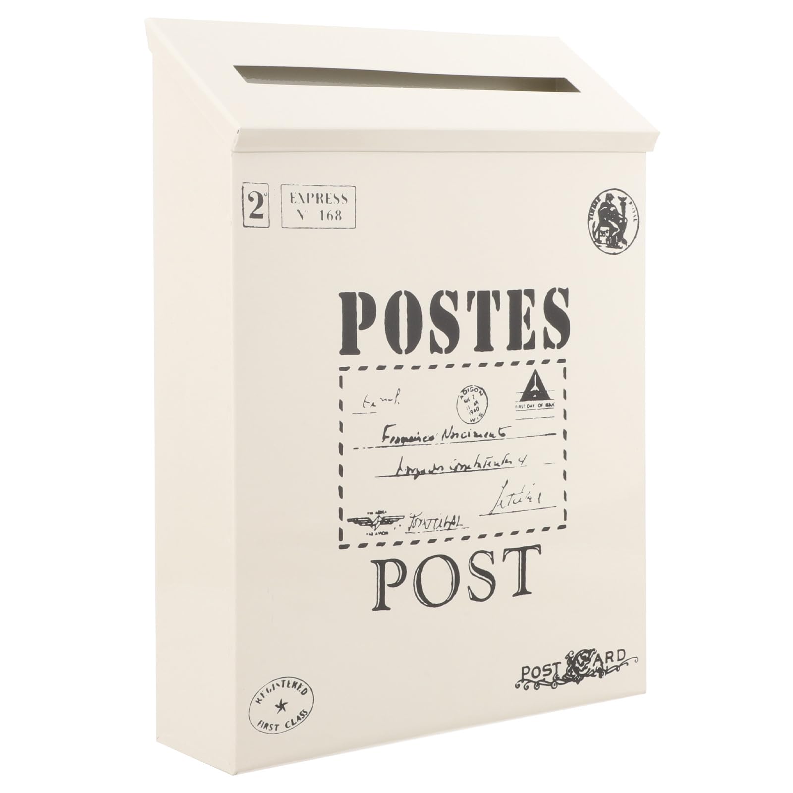 Boîte aux lettres murale robuste en fer avec finition crème