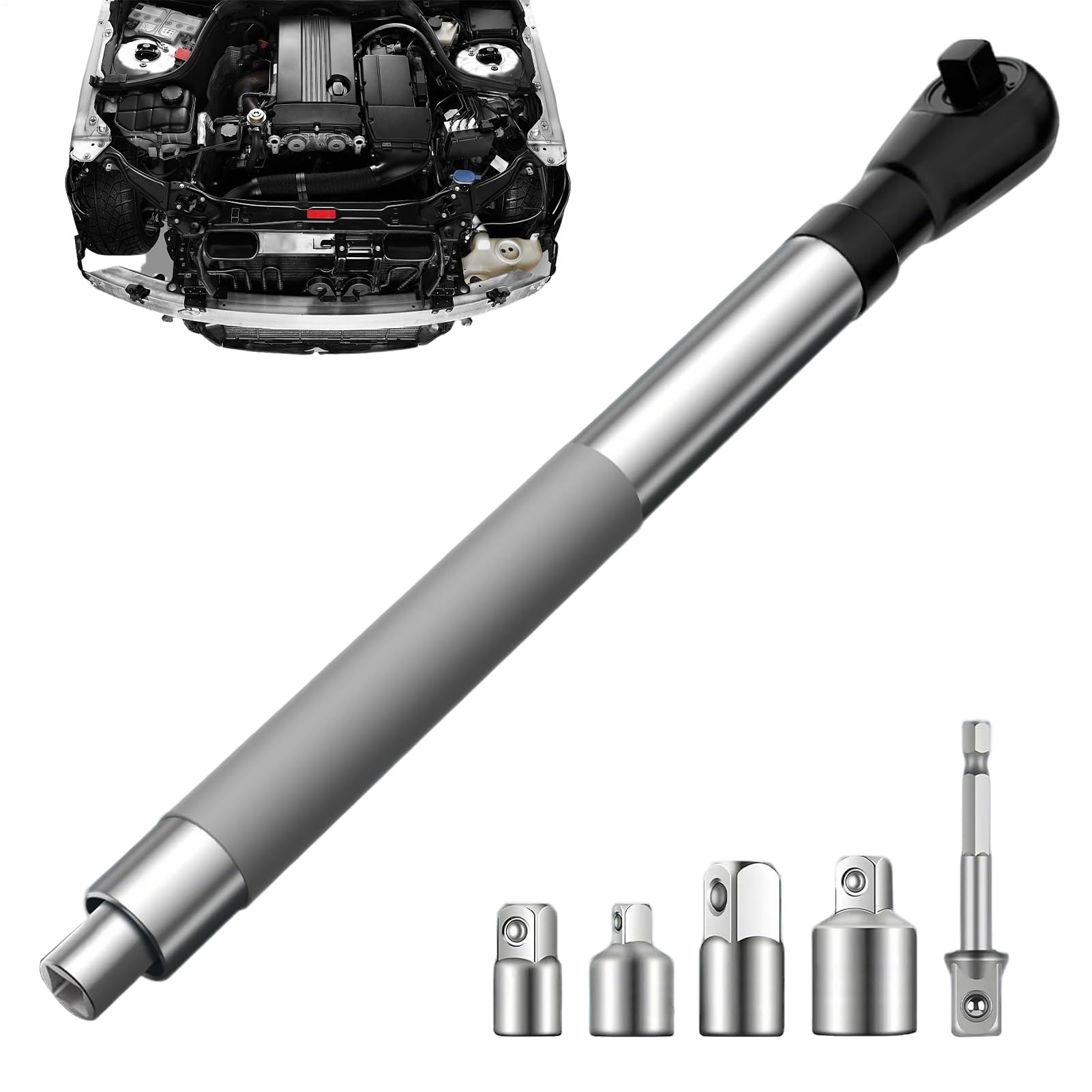 Clé à rallonge déportée 4 Adaptateurs Douille 1/2" Adaptateur Flexible