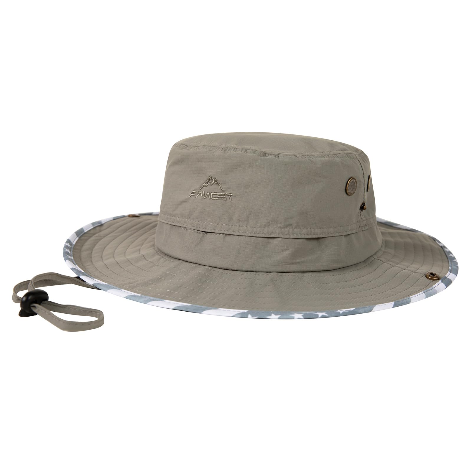 TOP-EX Męski kapelusz przeciwsłoneczny UPF 50+, wodoszczelny, duże rondo, kapelusz outdoorowy z nadrukiem na spodzie ronda, M/L/XL/XXXL