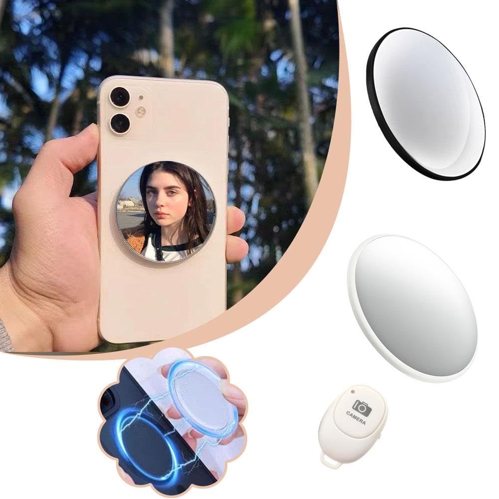 2.2 Magnetic Selfie Mirror for Back Camera,Slim Phone Convex Mirror for Magsafe Compatible with iPhone 17 16 15 14 13 Pro Max Plus,Mag-Safe Case & All Phone for Wide Angle Selfies