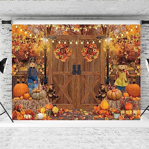 Hilioens 10×8ft Fall Backdrop Autumn Fall Scene Pumpkin Harvest Maple