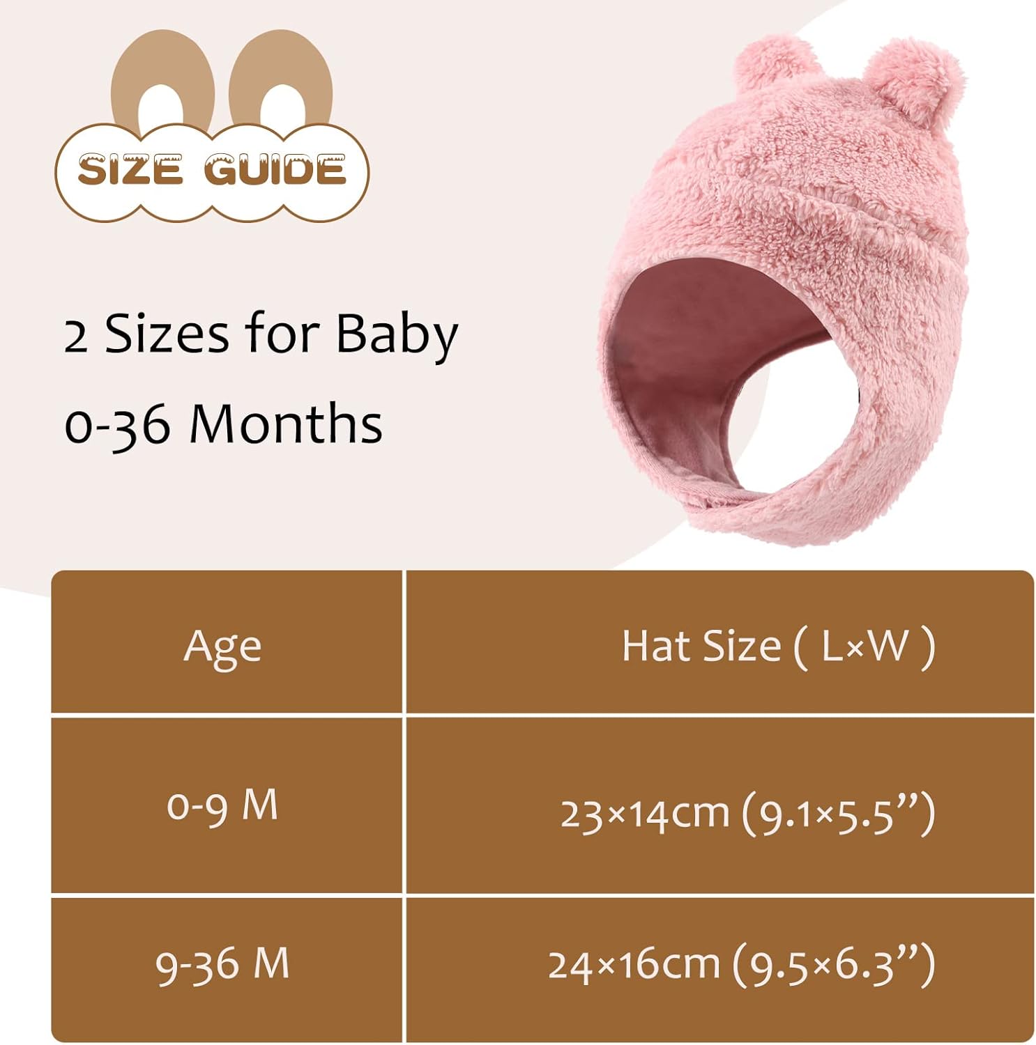 Bear Baby Winter Hat Toddler Earflap Beanie Unisex Infant Snow Cap Warm Fleece Kids Trapper Hats for Girls Boys 0-36M - Image 5