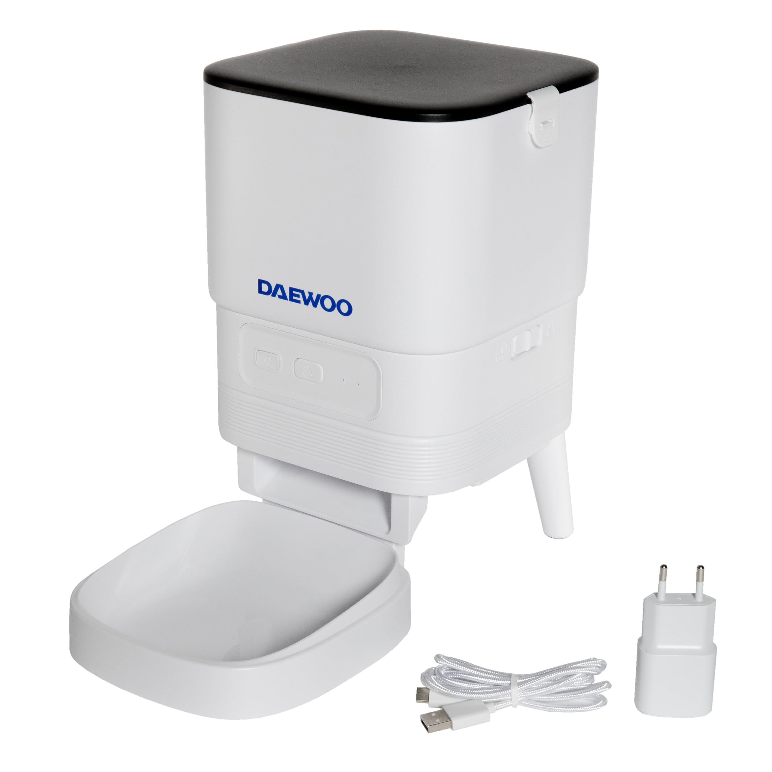Daewoo - Distributore Automatico Cibo Gatti e Cani 4L con Controllo tramite App TUYA, Dispenser Crocchette Gatto con Programmazione Fino a 10 Pasti al Giorno, Display LCD, Cani e Gatti Accessori