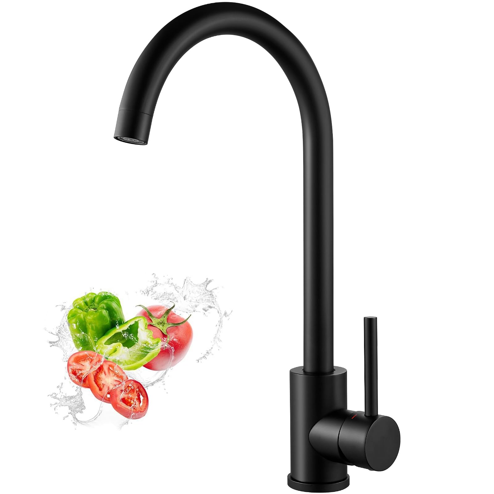Sponsored Ad – Black Kitchen Sink Taps, Bevankly Kitchen Sink Basin Mixers Taps aus 304 Stainless Steel, 360° Swivel Spout Mono Faucet with UK Standard Fittings, Matte Black