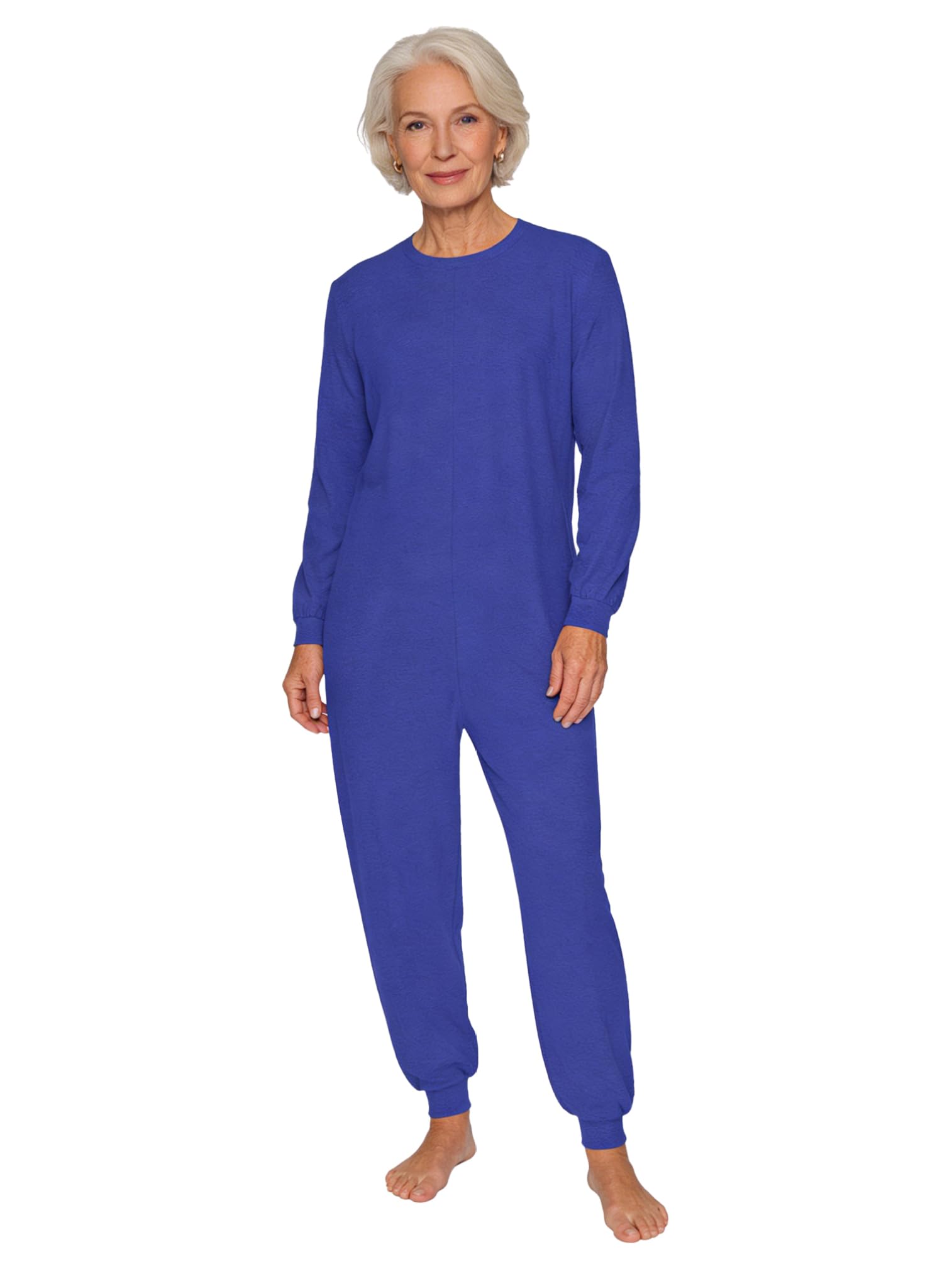 ranrann Homme Femme Pyjama Sanitaire Manches Longues avec Fermeture Eclair sur Le Dos pour Personnes Âgées Alzheimer Incontinence