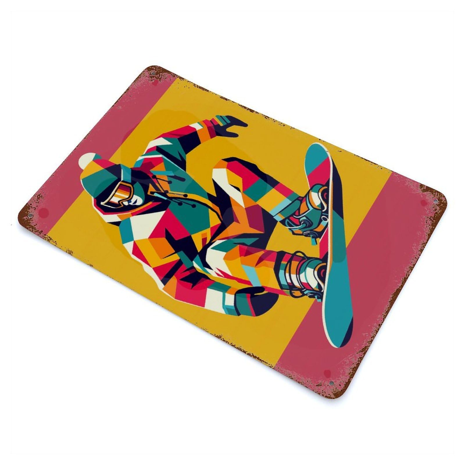Snowboarding Wpap Pop Art Rusty Metal Tin Sign 11.8"x7.9", for Shed, Workshop And Garage Wall Decor, Shabby Chic Decor
