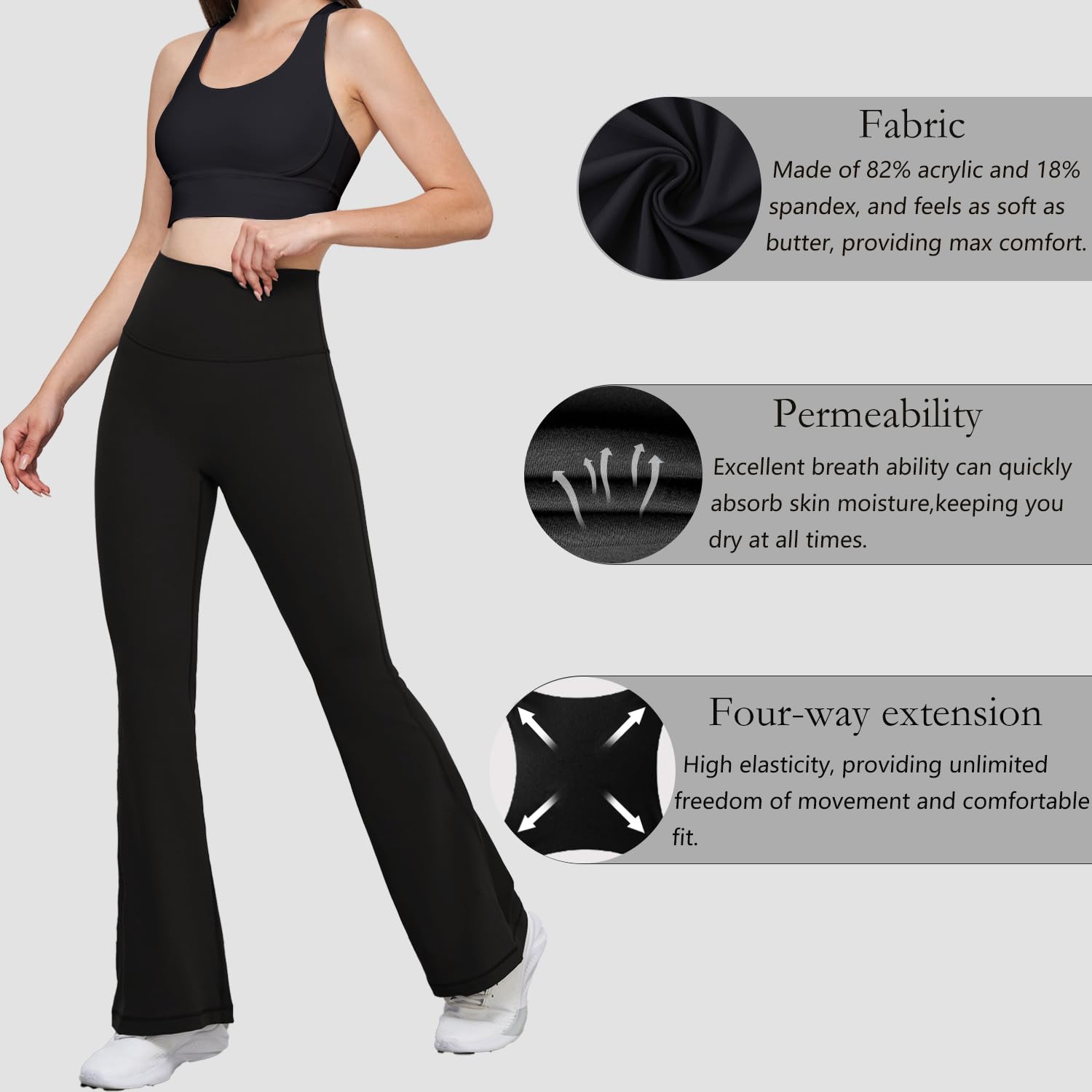 Pantalones de Yoga para Mujer Cintura Alta Yoga Pants Bootleg Pantalones de Jazz Control de Barriga Elasticos Comodos para Fitness,Entrenamient,Gym, Deportiva,Casual, Trabaj