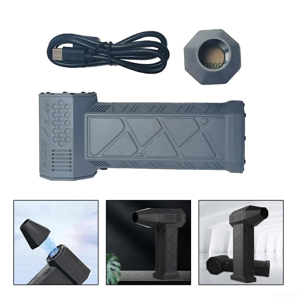 Besttoolifes Violent for TURBO Fan - Ventilador compacto de alta velocidad con iluminación LED, motor sin escobillas de 130,000 rpm, potente flujo de aire de hasta 52 m/s(gris)