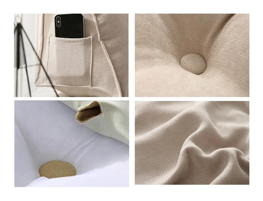 Cuscino Cuneo Triangolare In Lino - 120x50x20 Cm, Grigio, Fodera Rimovibile - Foto 3