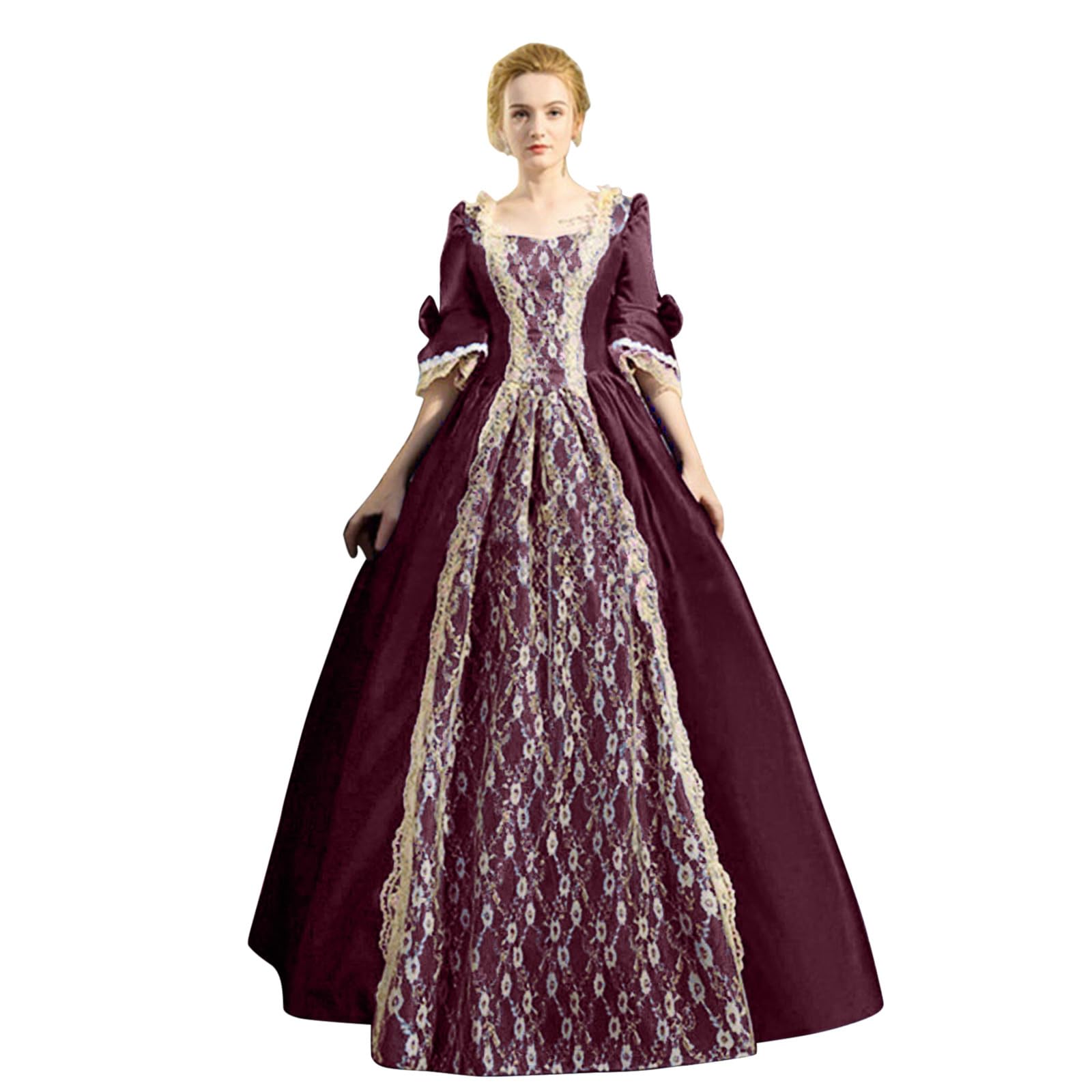 PAIDAXING Queen Victorian Dresses for Women Plus Size Retro Vintage Renaissance Court Masquerade Dress Rococo Baroque Marie Antoinette Royal Ball Gowns Ladies Medieval Cosplay Performance Costume — image 1