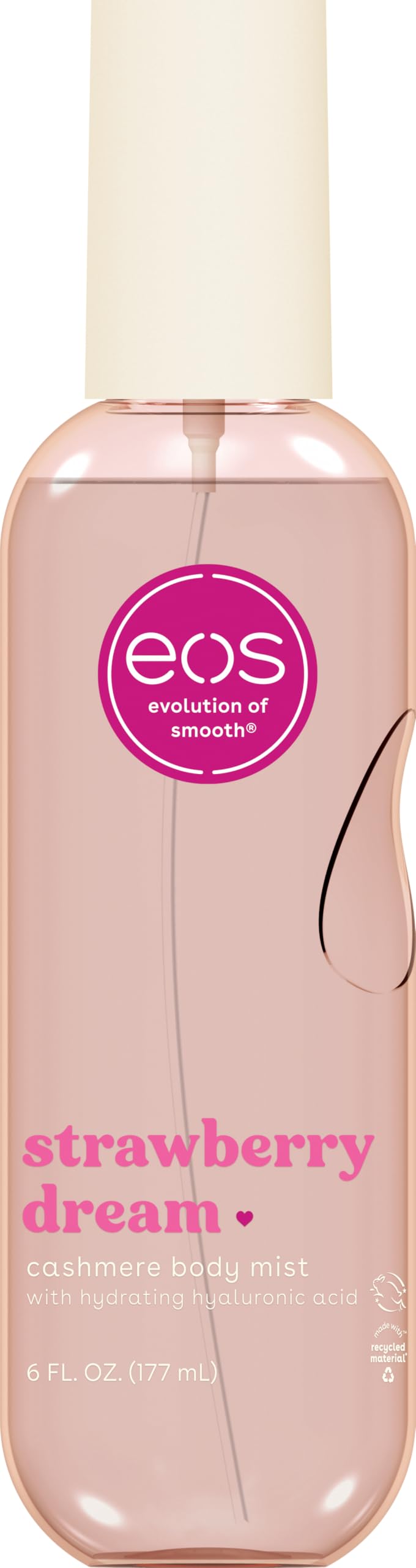 eos Cashmere Body Mist, Strawberry Dream, Body Spray for Women, Strawberry Perfume, Hair Mist, Moisturizing, Hyaluronic Acid, Glycerin, Vegan, Cruelty-free, 6 fl oz