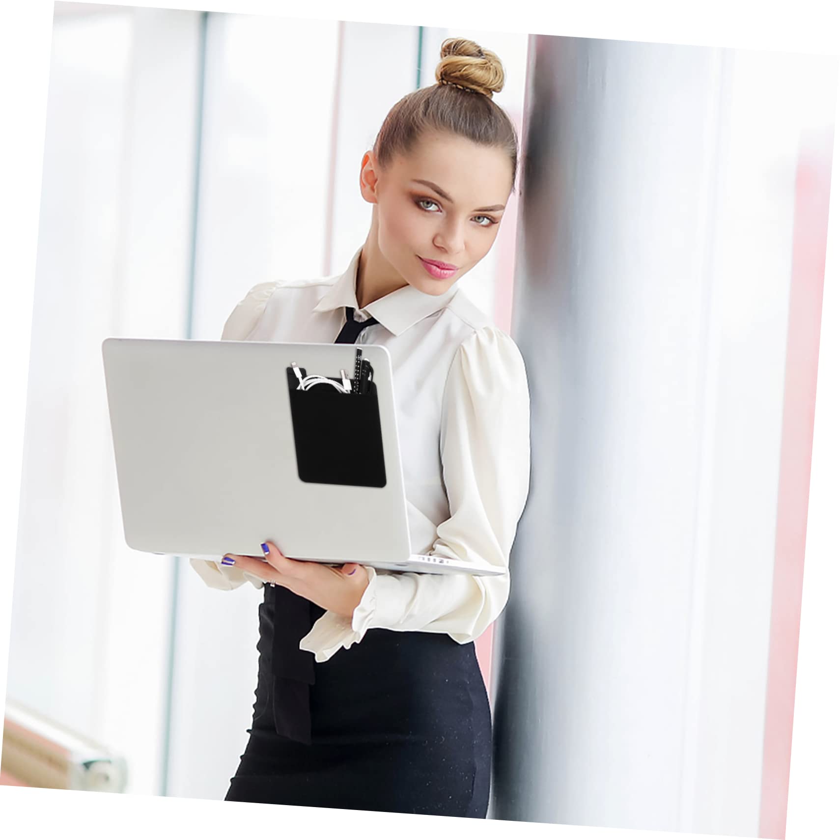 Lurrose Borsa Adesiva per Laptop e Tablet Realizzata in Pelle Buona Qualità Elastico per Contenere Mouse Wireless Custodie Disco Rigido e Cuffie