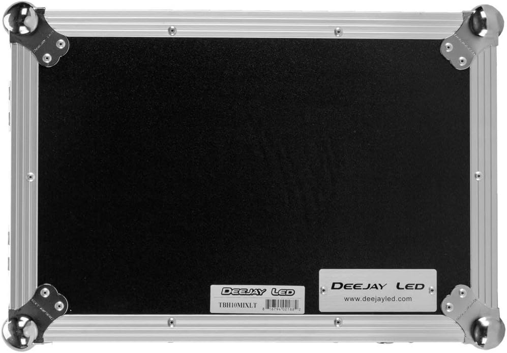 DEEJAY LED TBH10MIXLTSuperior Fly Drive Case For Pioneer Djm400 Pro Mixer Or Similarly Sized Equipment With Laptop Shelf And Wheels 1 Chrome Plated With Sturdy Spring Loaded Retractable Carry Handles