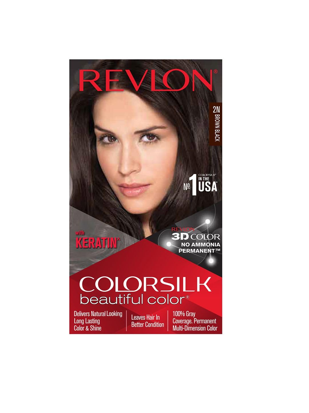 Revlon Colorsilk Hair Color, Ammonia Free Brown Black 2N (40ml)