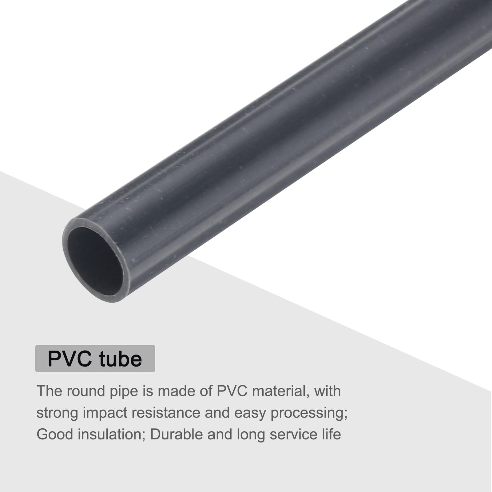 Tubo Rigido in PVC 9mm ID 11mm OD 9" Grigio Scuro per Artigianato, Guaina Cavi 2pz