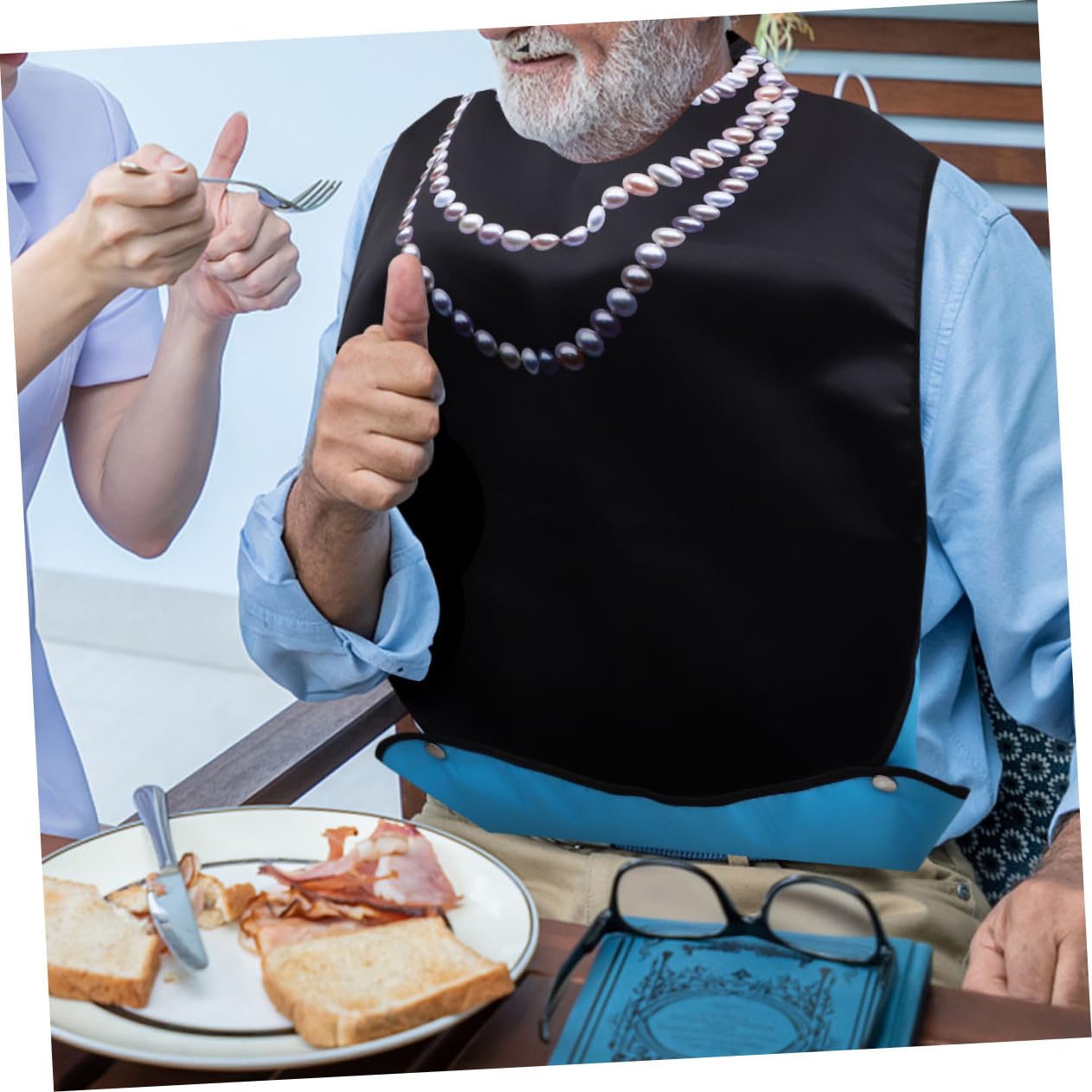 Anneome Baberos para Adultos 3 Piezas de Poliéster para Comer