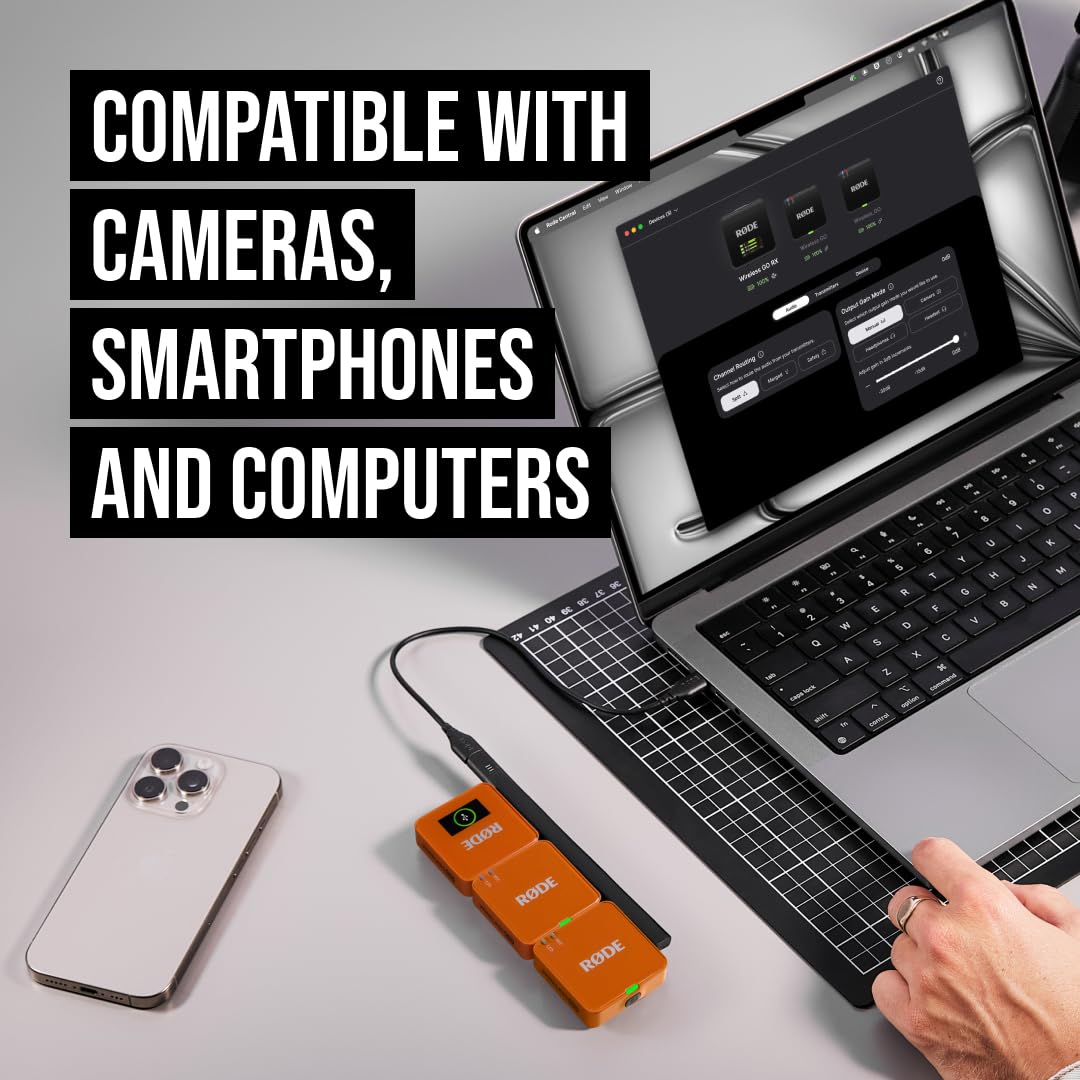 RØDE Wireless GO II Ultra-compact Dual-channel Wireless Microphone System with Built-in Microphones, On-board Recording and 200m Range for Filmmaking, Interviews and Content Creation: Wireless GO Gen 3 Orange