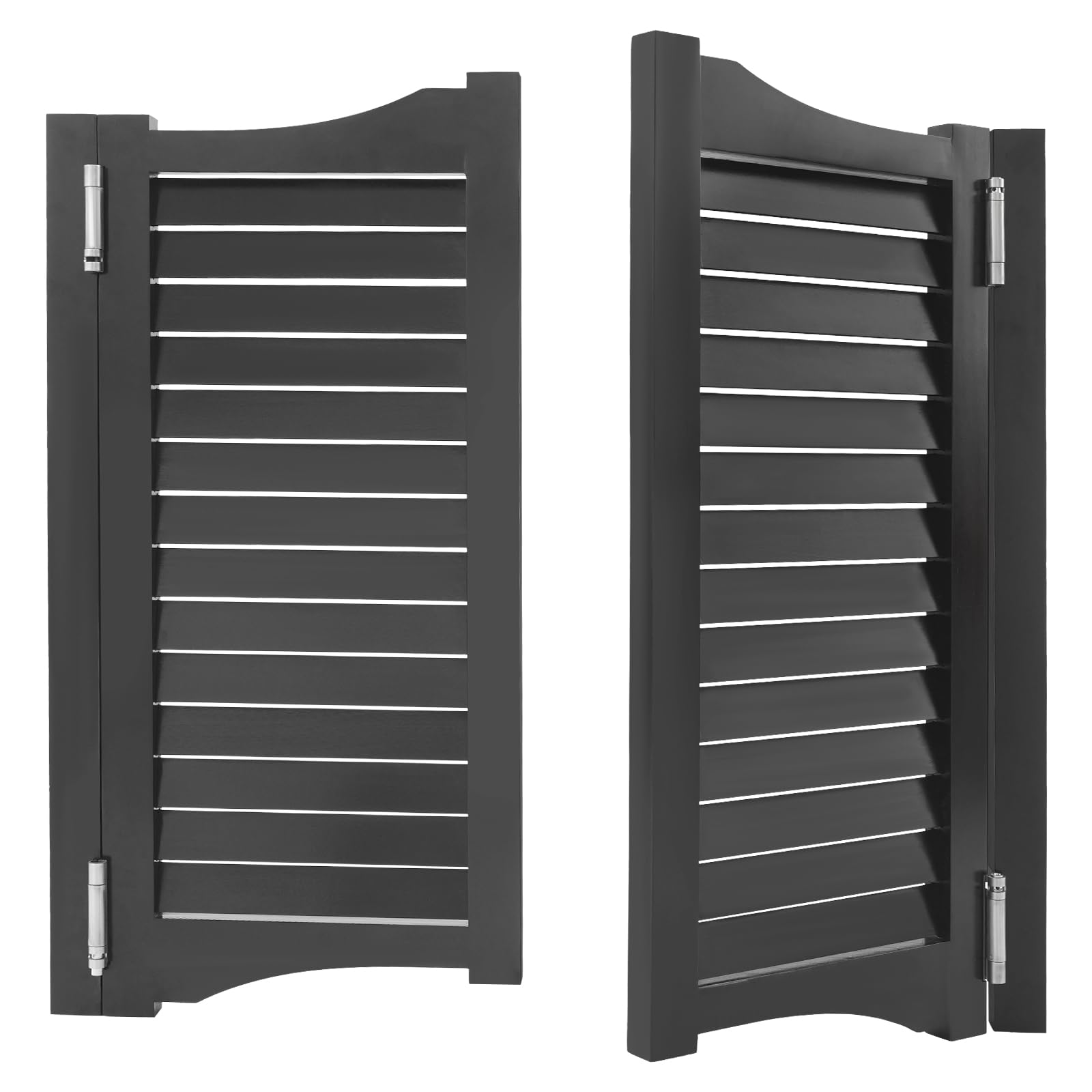 Louvered Cafe Swinging Door, Solid Wood Swing Saloon Doors with Hinges Hardware, Entrance Partition Door for Hallway Kitchen Shop Bar Pet Gate Shop, Auto Close (35.4 x 35.4in, Black)