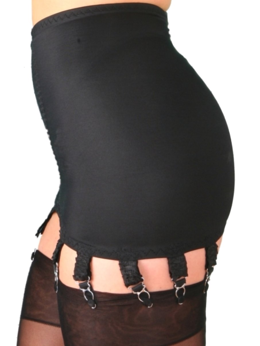 Premier Lingerie Women's Black Lycra 14 Strap Shapewear Girdle With Suspenders (Plg14) [Uk] (L - 35/36" Waist (89Cm / 91Cm))