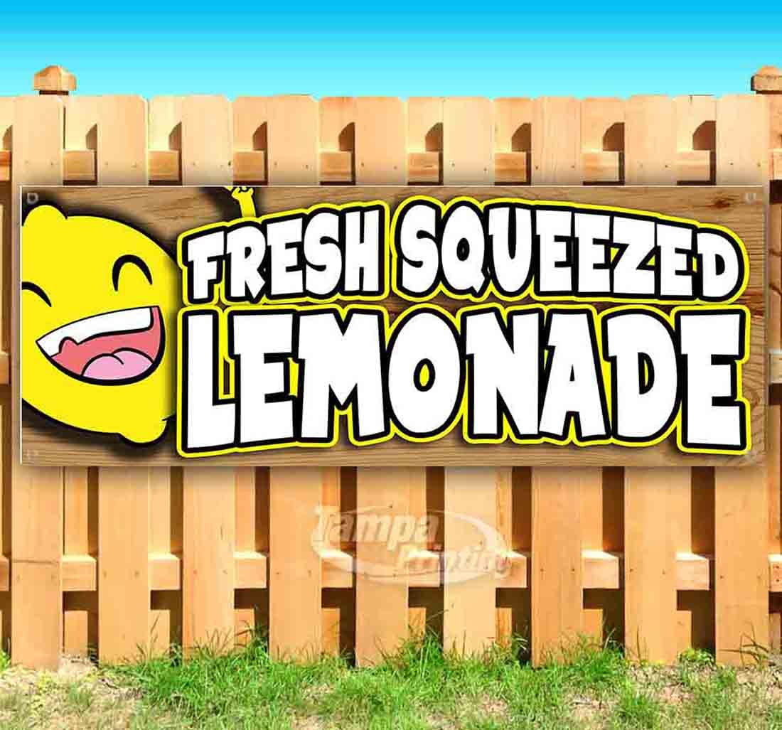 Frisch gepresstes Limonaden-Banner, 370 ml, ungiftig, strapazierfähiges Vinyl, einseitig mit Metallösen