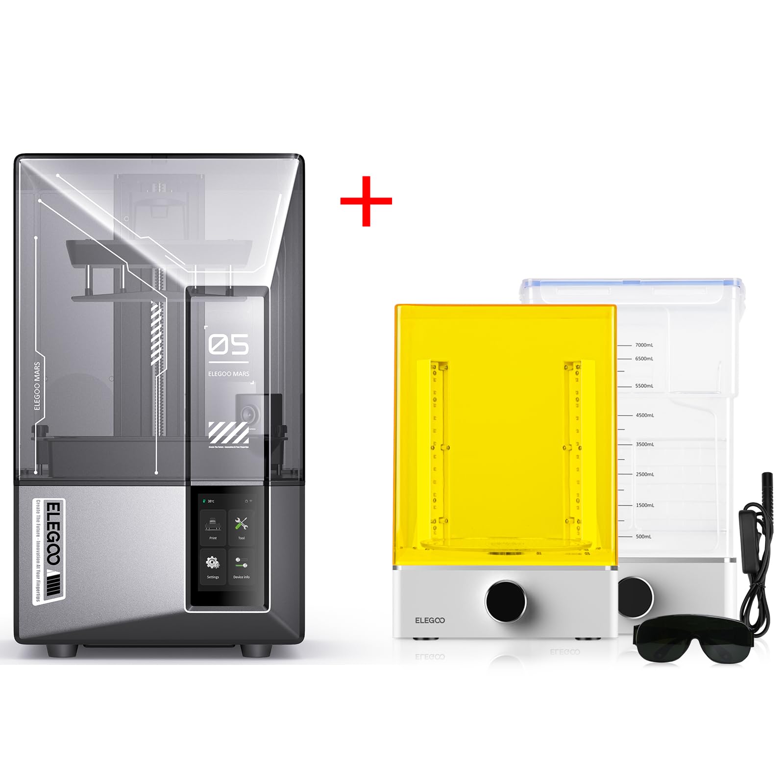 ELEGOO Mars 5 Ultra 9K Impresora 3D de Resina y Mercury XS Bundle con Estación de Lavado y Curado
