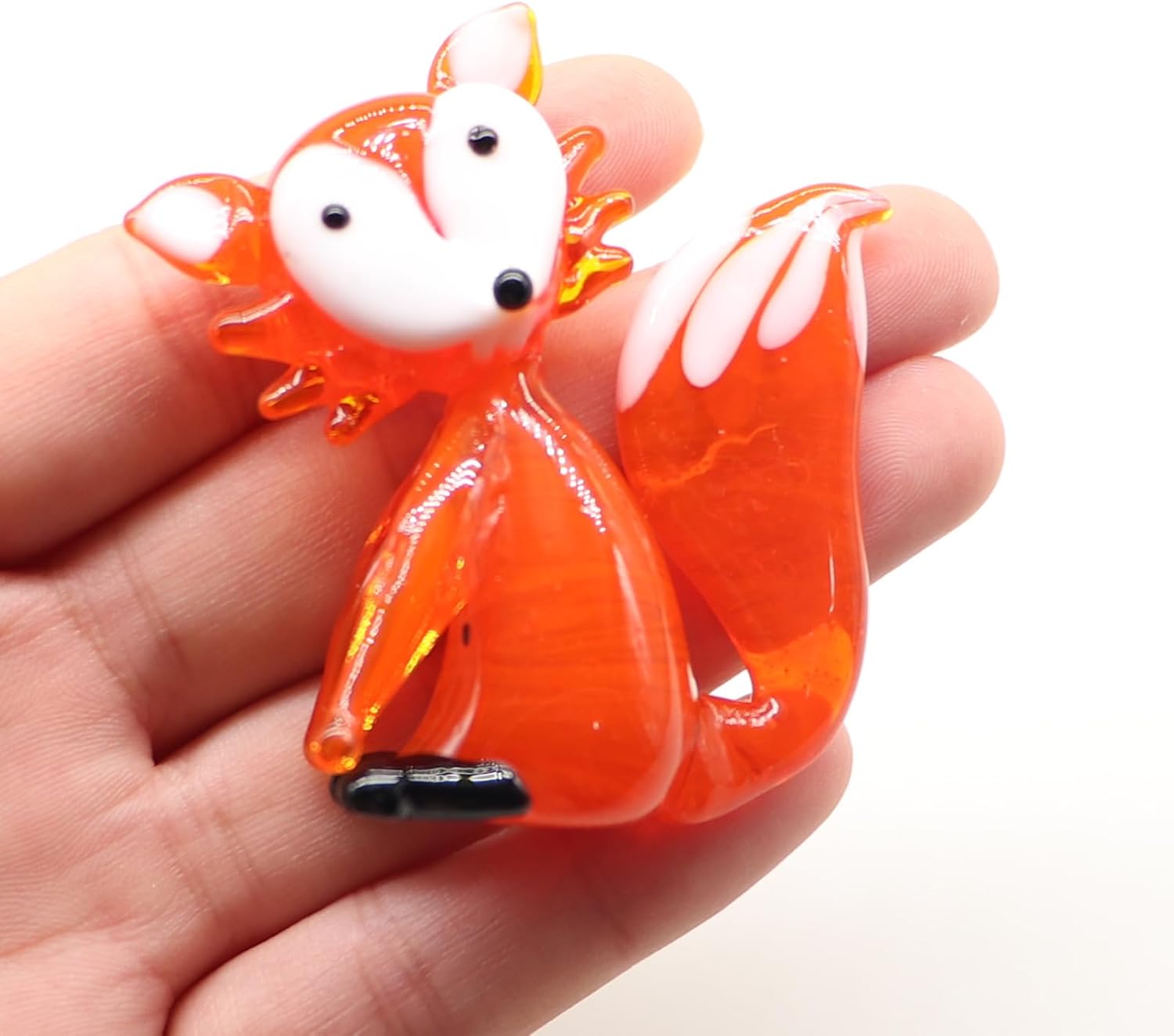 Hand Blown Red Glass Fox Colorful Crystal Animals: Handcraft Statue Handmade Decorative Collectible Figurines Decor Ornaments Gift image 2