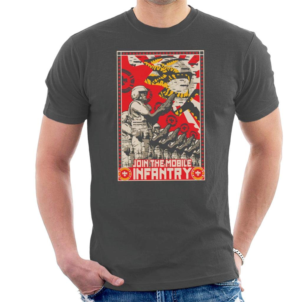 Starship Troopers Join The Mobile Infantry Poster Men's T-Shirt Charcoal