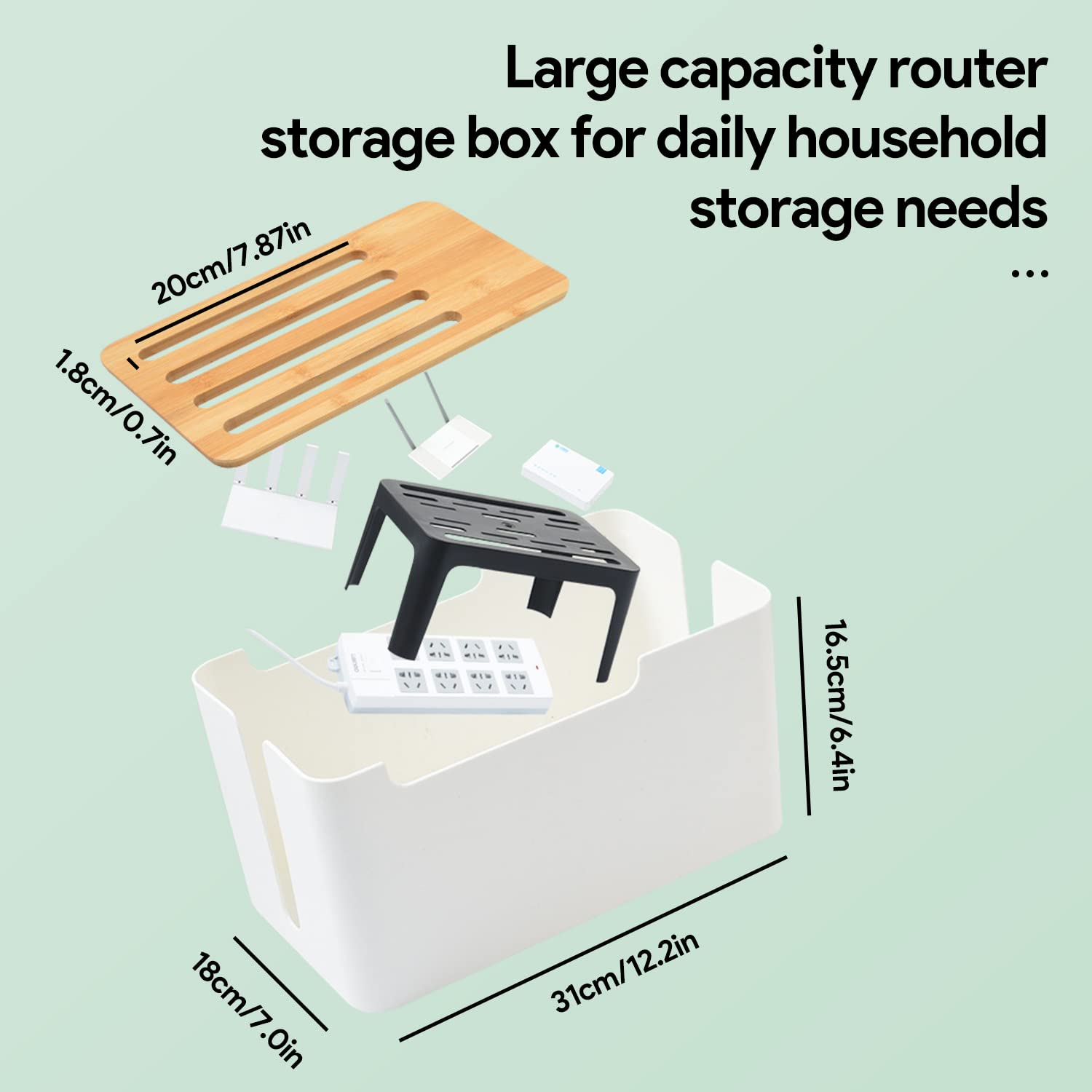 Kabelbox Rattan Design - Kabelmanagement Box 31,5x13x13cm Für Schreibtisch & Zuhause