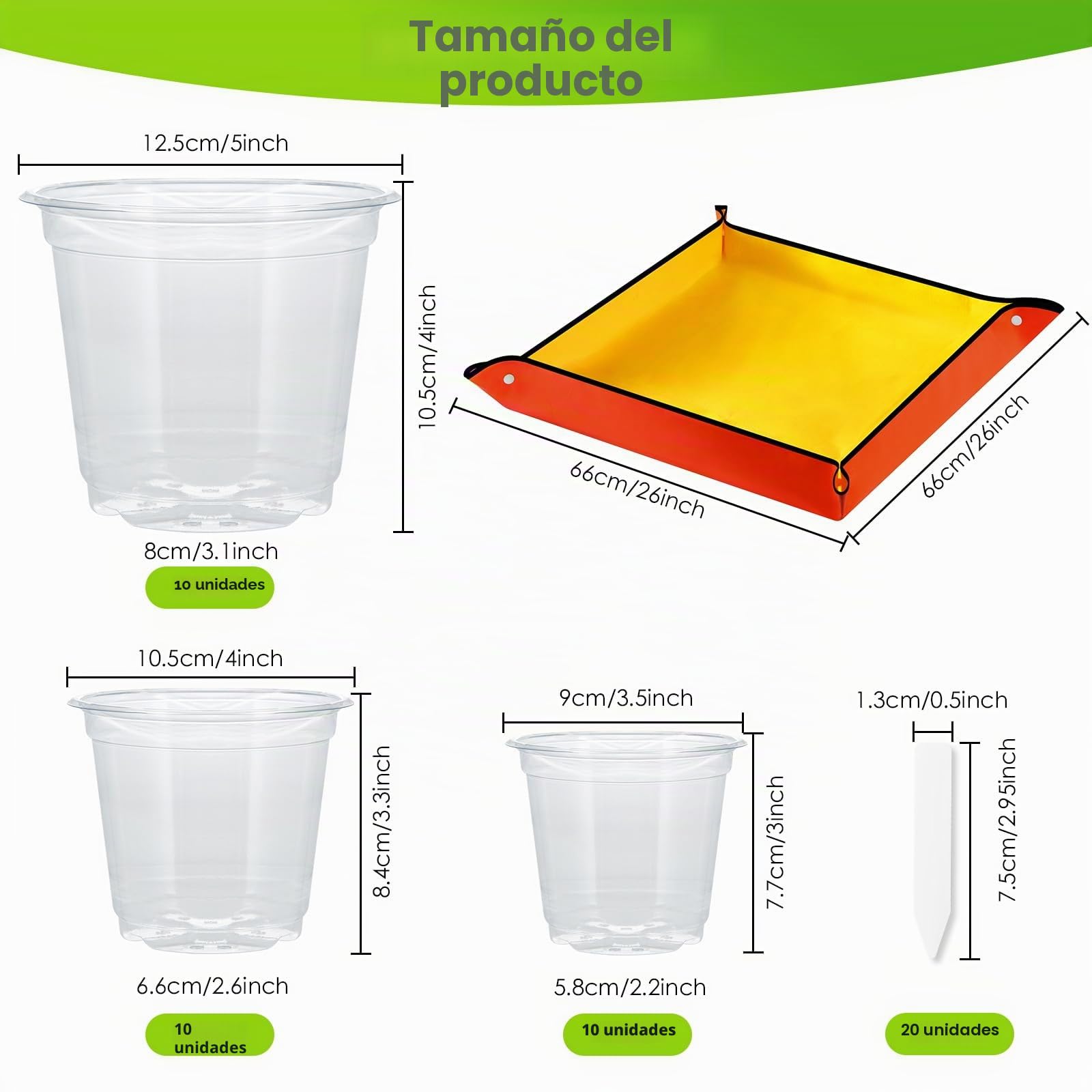 Mactoou 30 Piezas Maceta de Plástico con Estera de Jardinería, 8.9cm 10.2cm 12.7cm Maceta Transparente para Orquídeas con Agujeros de Drenaje para Balcón Interior y Exterior