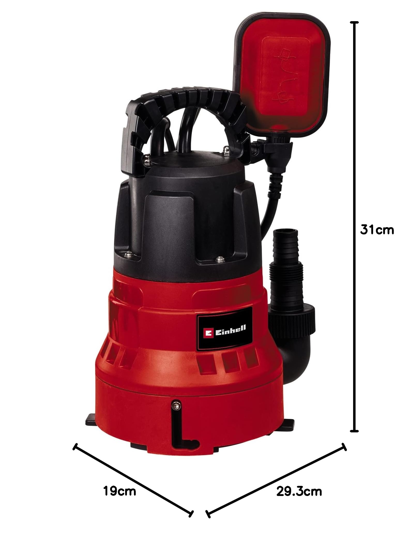 Pompa per acque scure GC-DP 7035 LL di Einhell (700 W, aspirazione superficiale fino a 1 mm, portata di 16.000 L/h, 0,8 bar, immersione fino a 7 m, commutabile per acque scure e chiare)