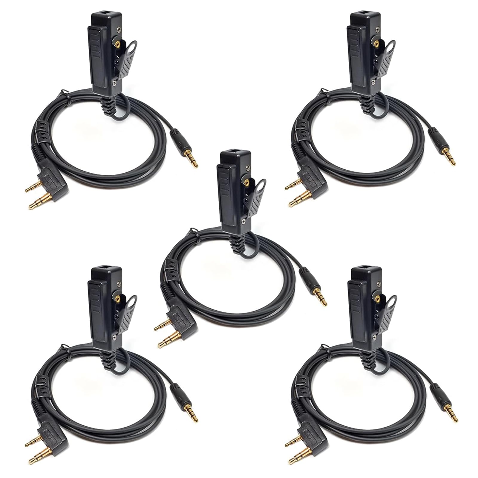 UAYESOK Adapter do słuchawek radiowych, 2-pinowy kabel interfejsu audio AUX Kenwood na 3,5 mm, adapter do zestawu słuchawkowego z PTT, do Baofeng Kenwood Quansheng, 2-drożne radio do elektronicznych
