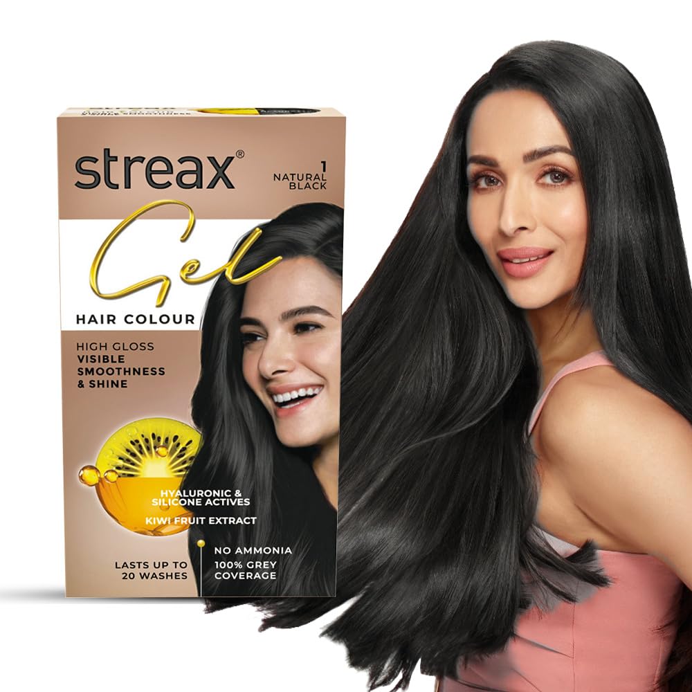 Gel Hair Colour for Women & Men, Natural Black 1, 150 ml I Black I Ammonia Free, Hair Dye |Permanent Hair Colour| 100% Grey Coverage| Brown Hair Color|Lasts Upto 20 Washes