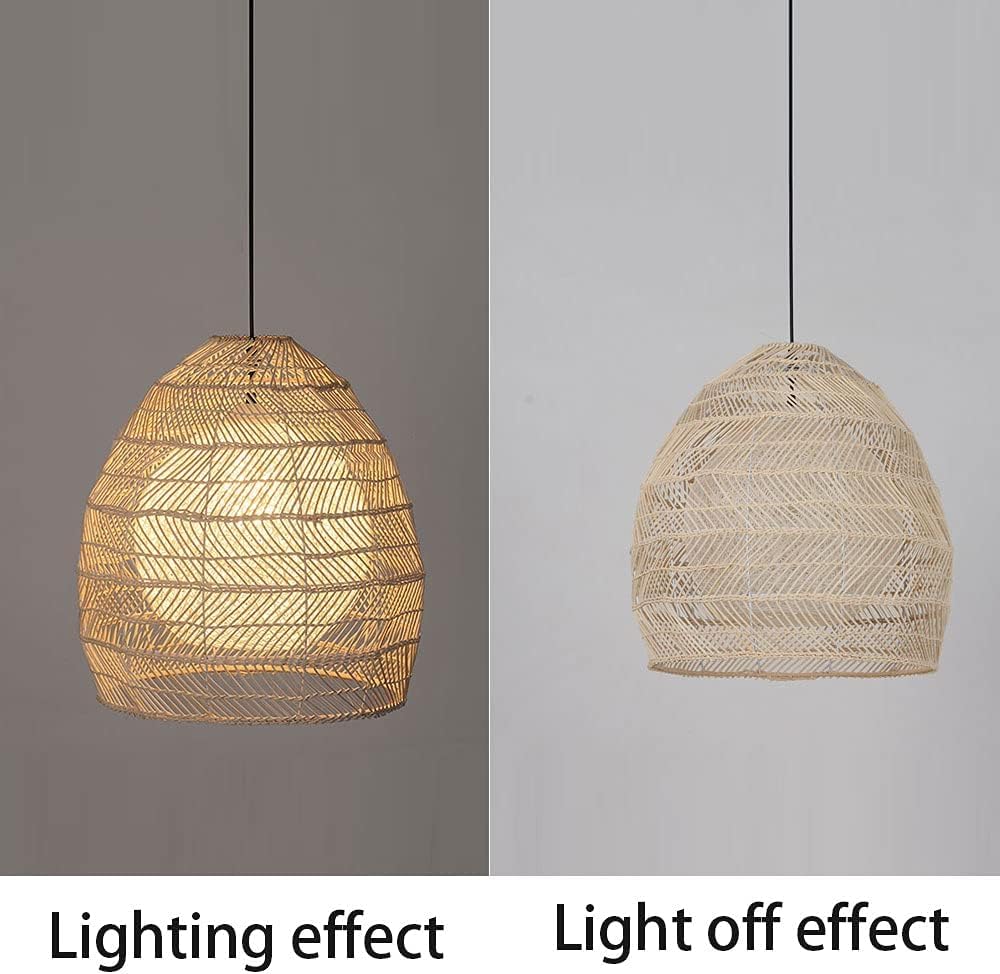 Lampada a sospensione cava, paralume a forma di nido d'uccello, compatibile con la lampada da soffitto del ristorante, lampadario a cesto di bambù in vimini dell'isola della cucina