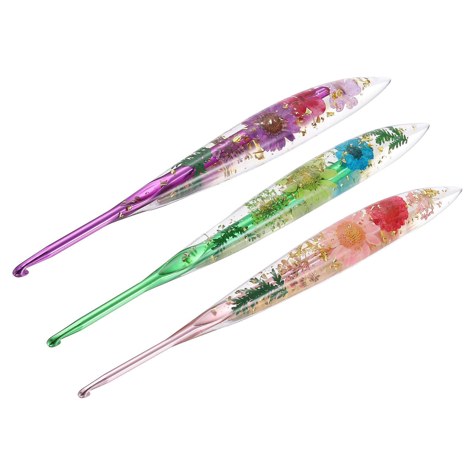 Rebower Floral Resin Crochet Hooks Set, 3 Pieces 3.5/4.0/4.5mm