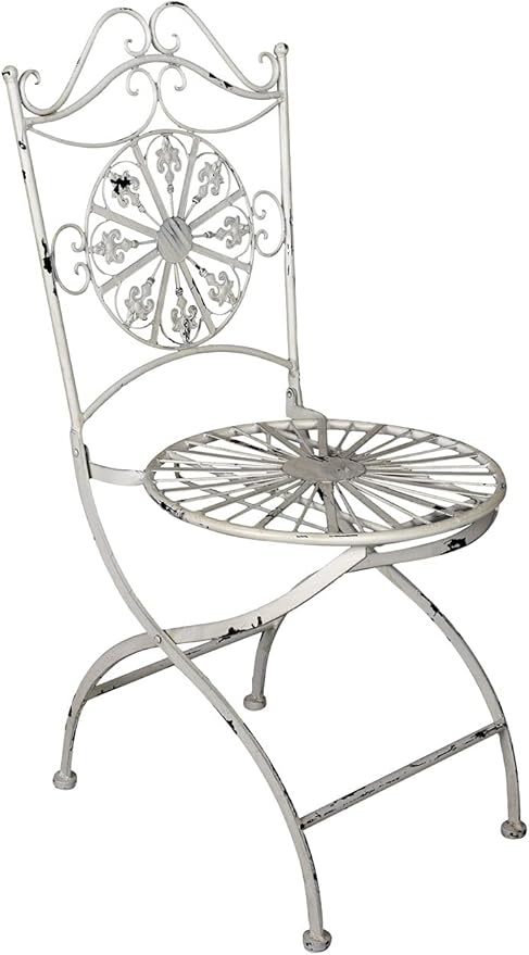 Nostalgie Stuhl Shabby Chic Eisen Gartenstuhl Weiss Eisenstuhl
