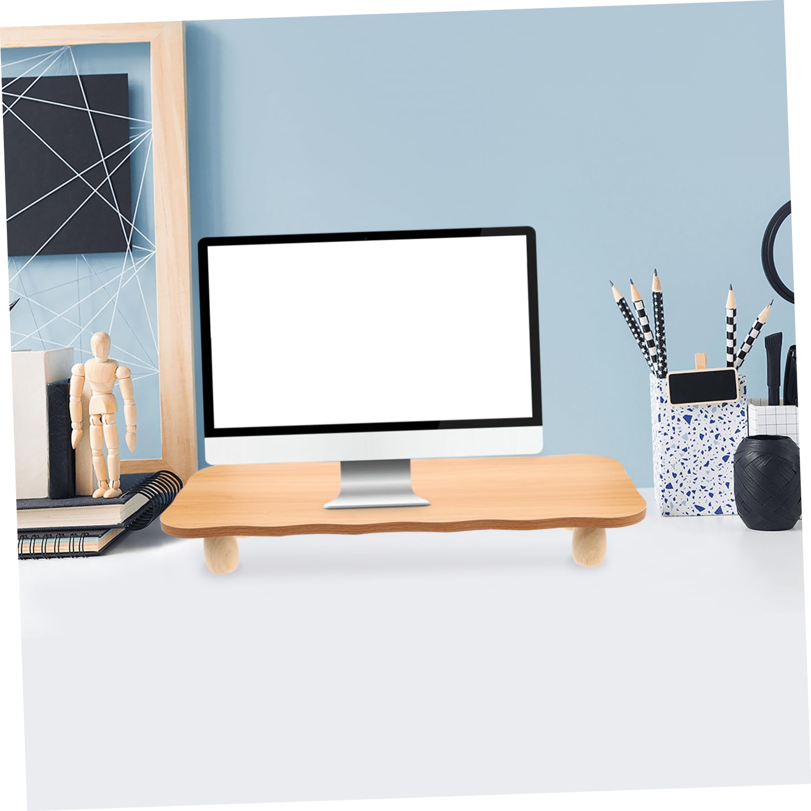 Gadpiparty Supporto Monitor da Scrivania in Legno, Rialzo Ripiano | Ufficio, Stile Minimal Moderno, Organizer per PC e Accessori, Design Sobrio e Pulito