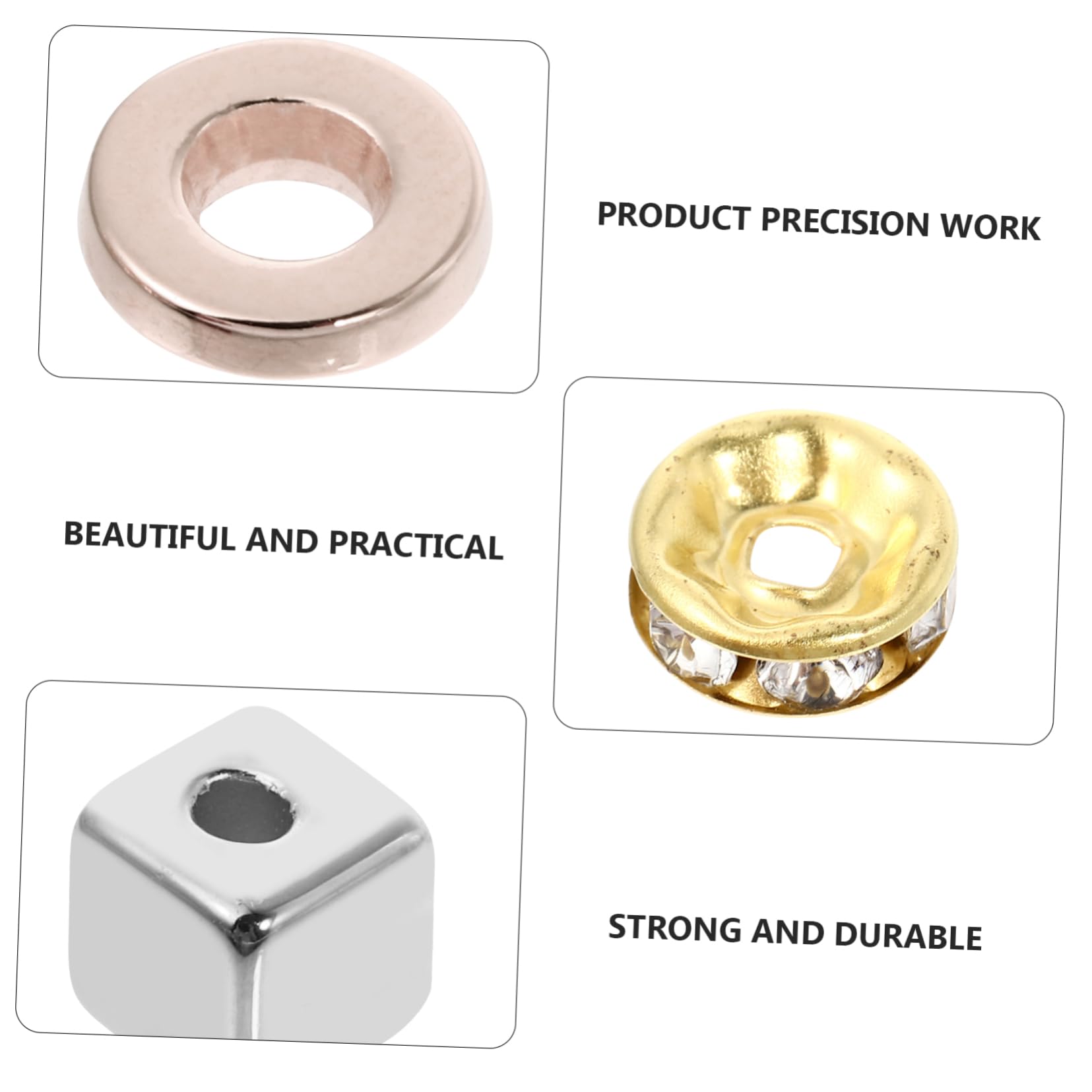 Bastelperlen aus Abs, 1 Satz, Lose Schmuckperlen für Selbstgemacht Schmuck | Loch für Bastelarbeiten, Metallischer Glanz, für Armbänder und Halsketten, Feines Perlen Design