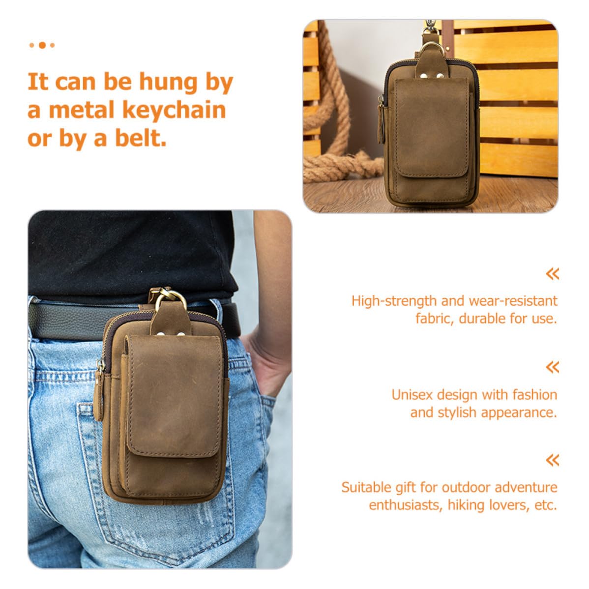 Handy Gürteltasche aus Pu Große Smartphone Tasche Stilvoll und Schlicht für Wandern Camping Grillen Reiten und Militärspiele