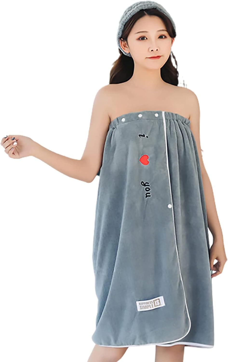 TSUBASI 着る バスタオル 大判 ラップタオル レディース サンゴフリース 吸水 速乾 大人用 着替え用 ずり落ちない お風呂上がり ジム 温泉用 プール エステ用 75*140cm(グレー)