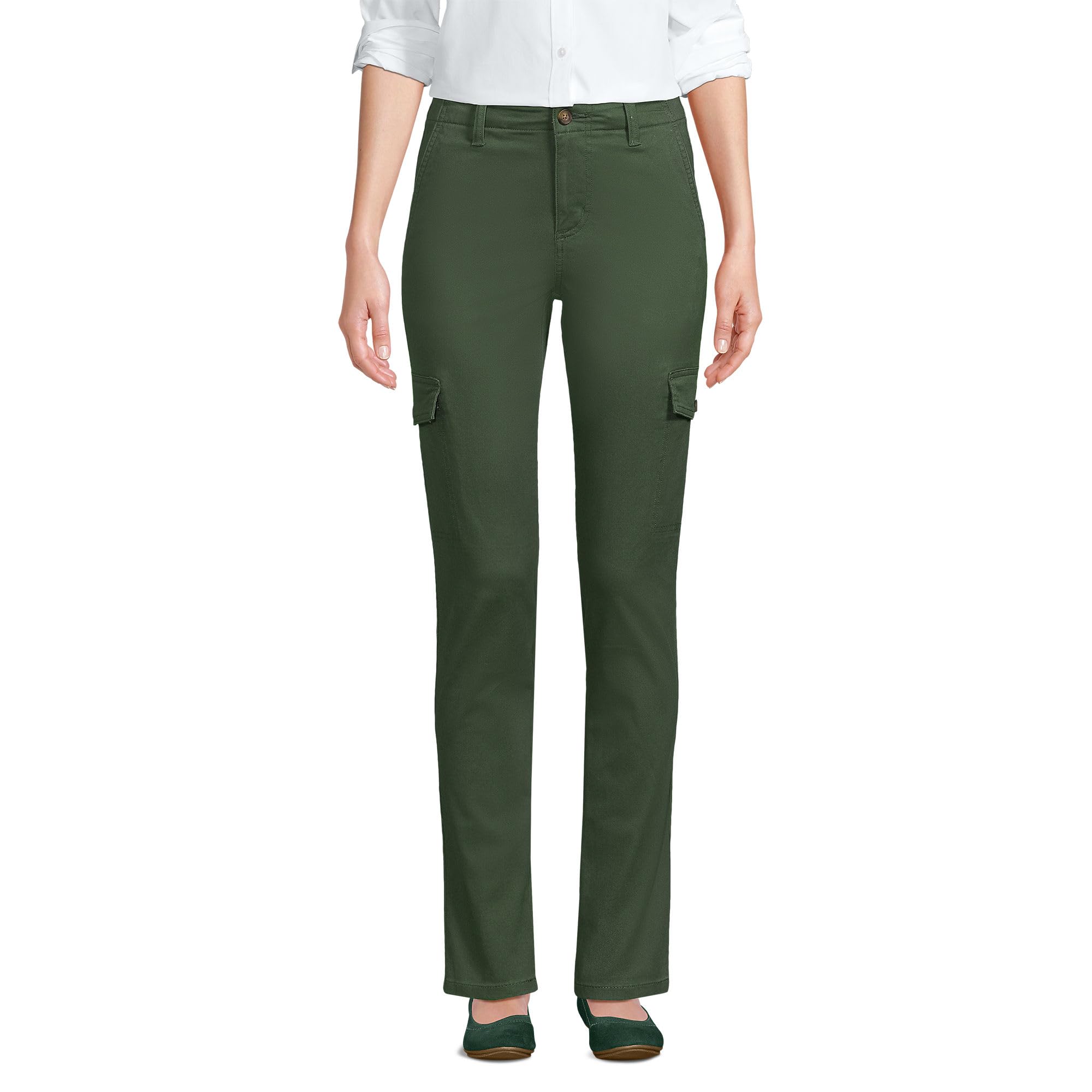 Lands End Womens Mid Rise Slim Cargo Chino Pants