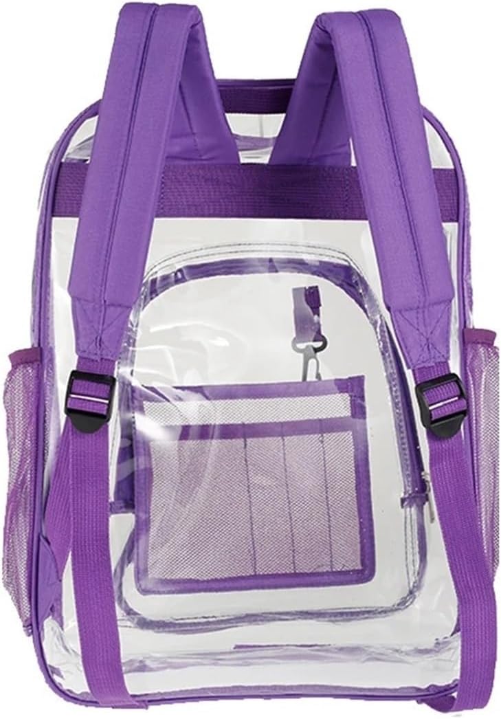 Clear Backpack Large Capacity Zipper School Bag Visible PVC Waterproof For Out Work Camping Travel Snack Pack(B-Black S)