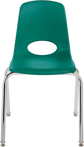 Miniatura 8 de FDP 13050-GN 13050-GN - Silla escolar apilable de 18 pulgadas, asiento apilable para estudiantes con patas de acero cromado y deslizadores