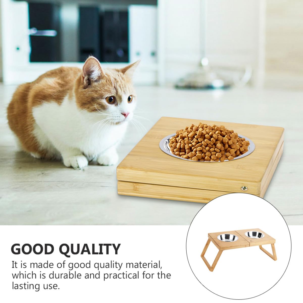 Yardwe 1pieza Comedero Doble para Perros y Gatos Soporte De Acero Inoxidable Diseño Fácil De Limpiar y Resistente Deformaciones