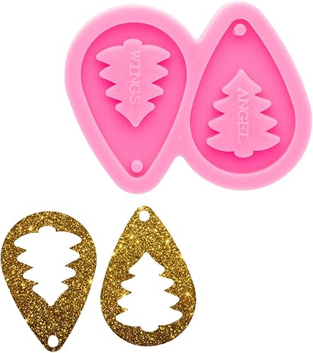Molde de silicona para aretes de árbol de Navidad superbrillante, molde de silicona para aretes de resina para bricolaje, resina epoxi, fabricación