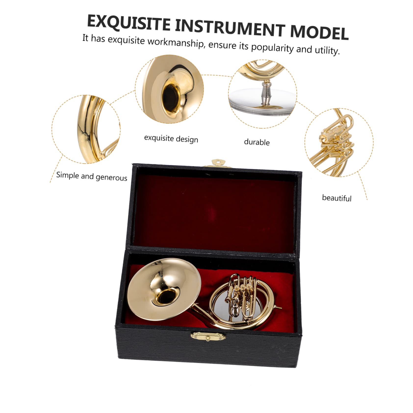 TOYANDONA Sousaphon Modell 13cm 1 Satz Kupfer mit Kasten und Sockel | Gold, für Zuhause und Café, Sorgfältig Gefertigt, Dekorative Ausführung