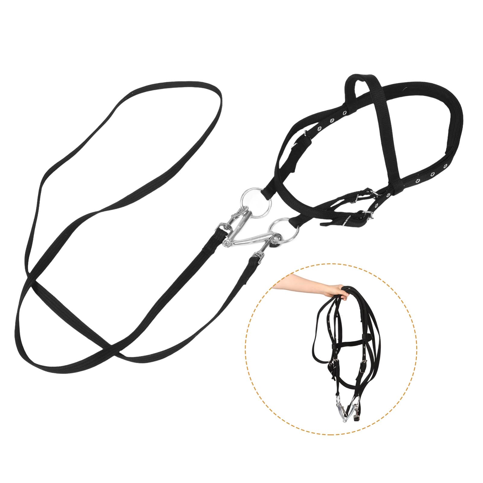 Happyyami Corda per Briglia Briglie per L'addestramento dei Briglia Senza Morso Cavezze per Cinghia per L'addestramento del Cavallo Capezza in Corda per Black Nylon
