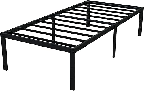 Miniatura 8 de Upcanso Marco de cama individual de 18 pulgadas, no necesita somier, plataforma de metal, tamaño individual con alto almacenamiento, fácil de