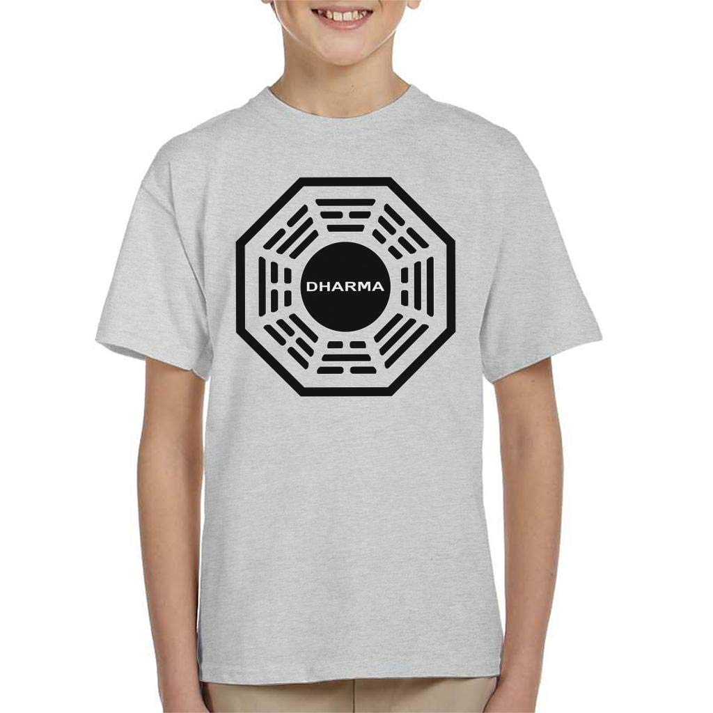 Cloud City 7 Dharma Initiative Logo Lost Kid's T-Shirt Heather Grey